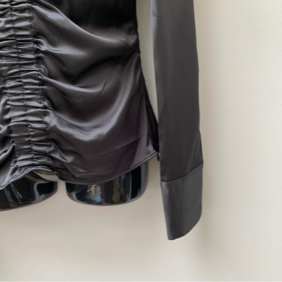 Zara black satin plunge blouse size small new - Picture 9 of 12